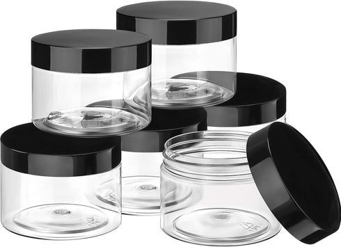 6 Pack 6 oz Plastic Jars Refillable Containers with Lids Wide-mouth Leakproof Reusable Round Empty Jars for Travel Cosmetic Dry Food Spice Cookie ...